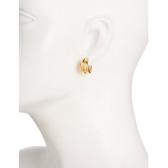 MILOR SILVER  Italy 14kt Gold Plated Sterling Silver Half Hoop Earrings - Picture 2 of 2